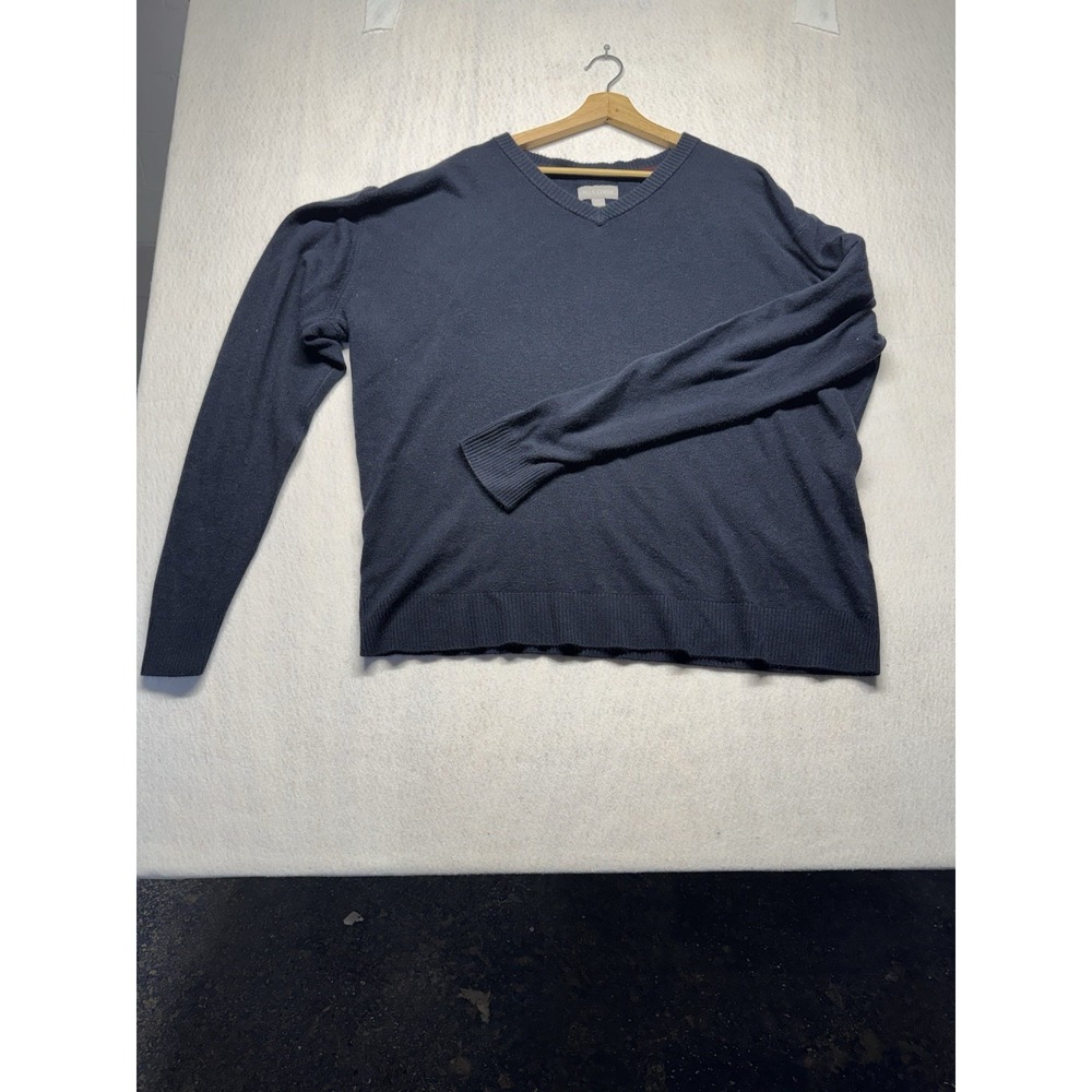 Falls Creek Mens XXL Navy Blue V-Neck Long Sleeve Acrylic Knit Sweater RN 48711